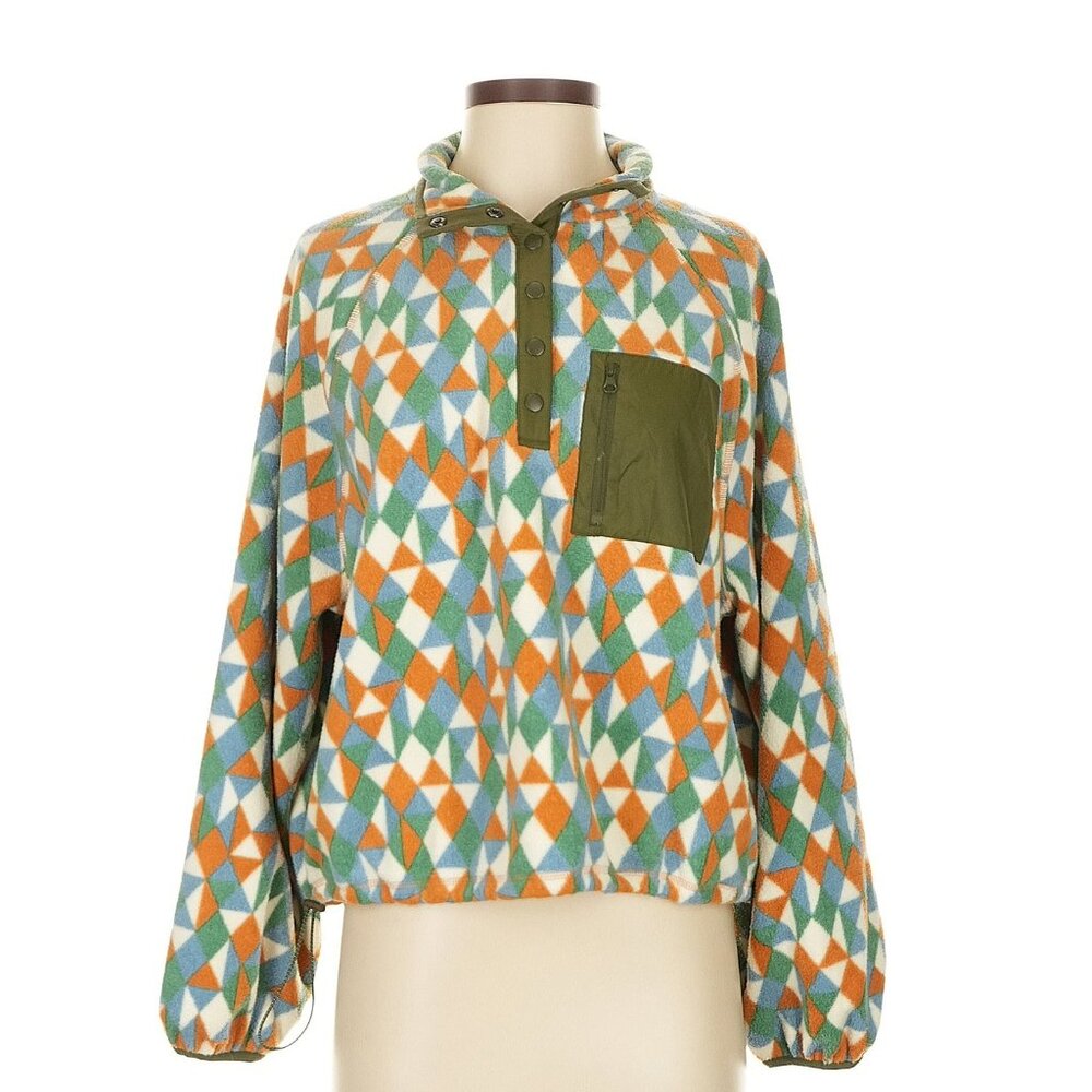 The GREAT. Outdoors Excursion Pullover in Maple Wood Diamond Geo Small - Picture 3 of 5